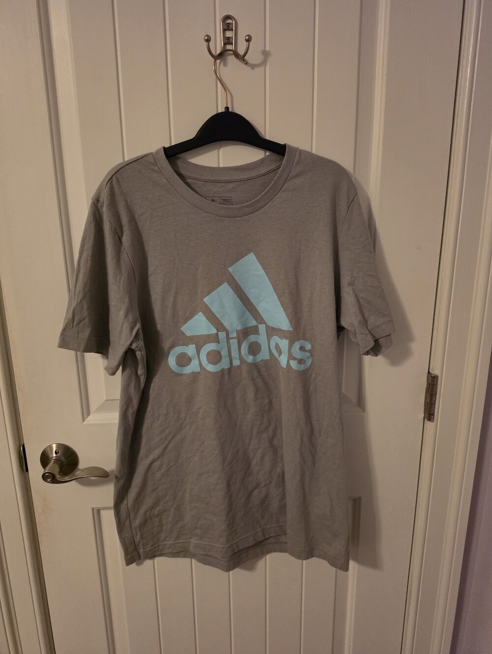 NWT Adidas Logo Short Sleeve Cotton Tee Teil Gray Mens Medium